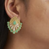 Sea-Green Fan Stud Earrings
