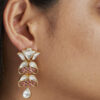 Tiered Polki & Pink Stone Dangle Earrings