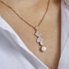 Rose Gold Pearl & Baguette Crystal Leaf Set