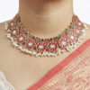 Shahi Floral Moissanite & Pink Kemp Choker Set