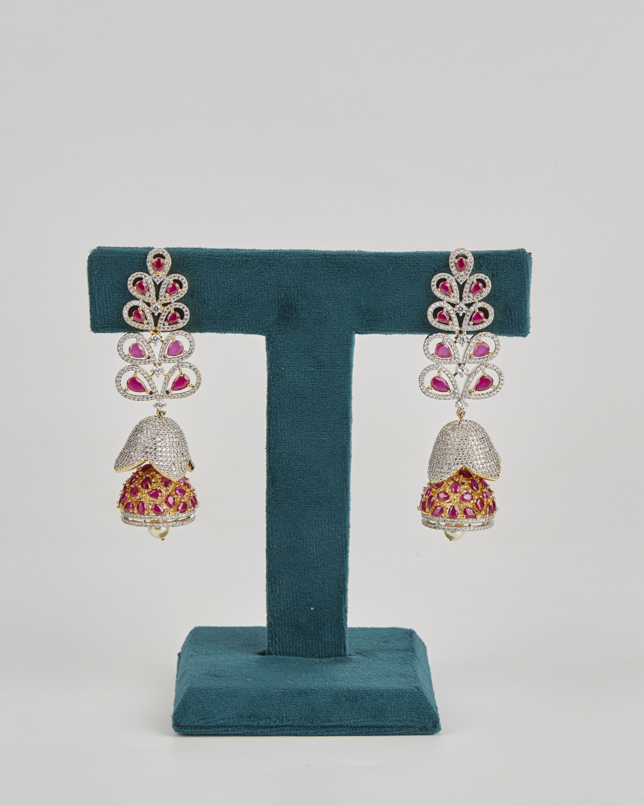 Imperial Crimson Floral Layered Jhumkas