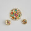 Navratna-Style Multi-Stone Pendant & Earring Set