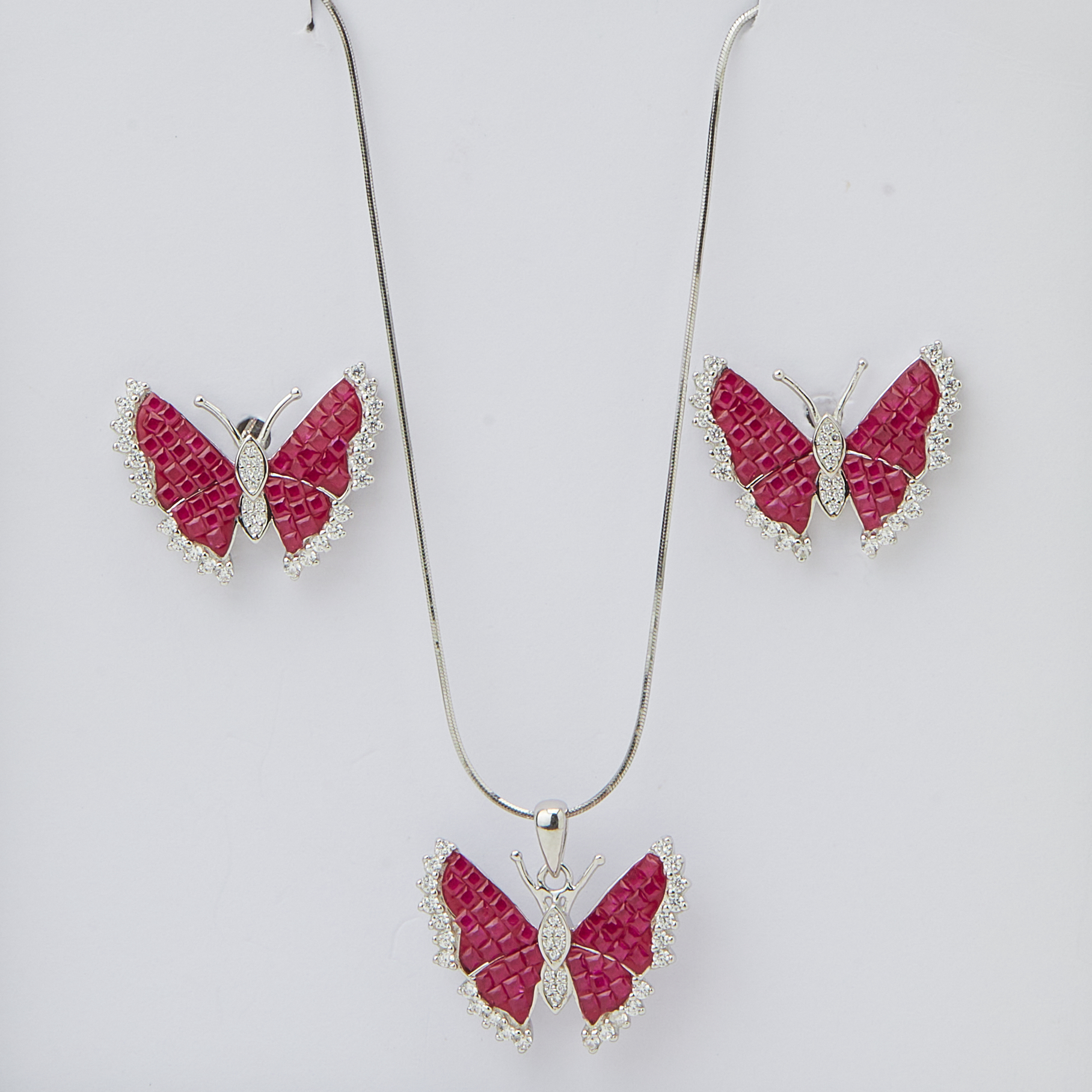 Ruby Red Butterfly Crystal Set