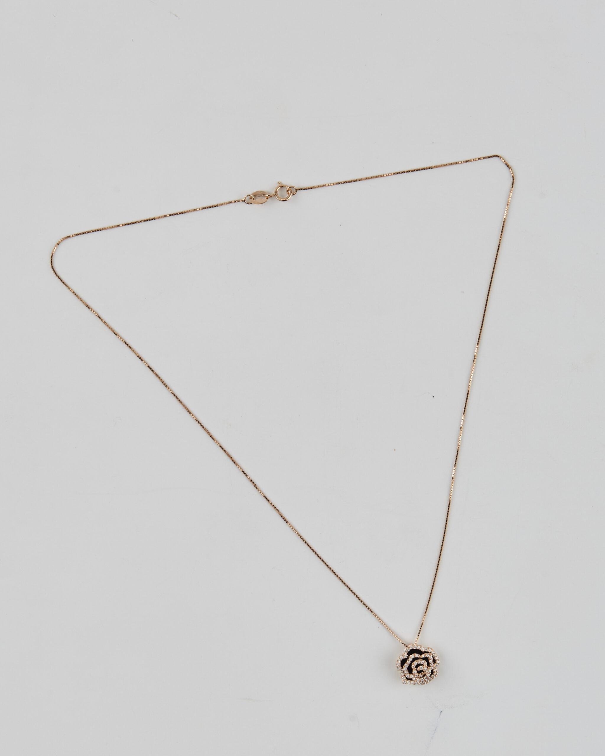 Rose Gold Pave Diamond Rose Pendant