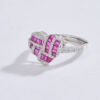 Eternal Bond Mosaic Heart Ring ? Ruby Pink Baguette & Pav? Statement Band