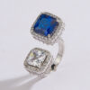 Dual Square Halo Silver Ring