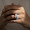 Blue & White Cluster Silver Ring