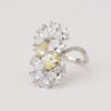 Yellow & White Floral Silver Ring