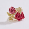 Crimson Rose & Dragonfly Cocktail Ring
