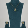 Emerald-Green Filigree Pendant & Earring Set