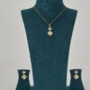 Regal Moissanite Polki Drop Pendant & Earring Set with Emerald Accents