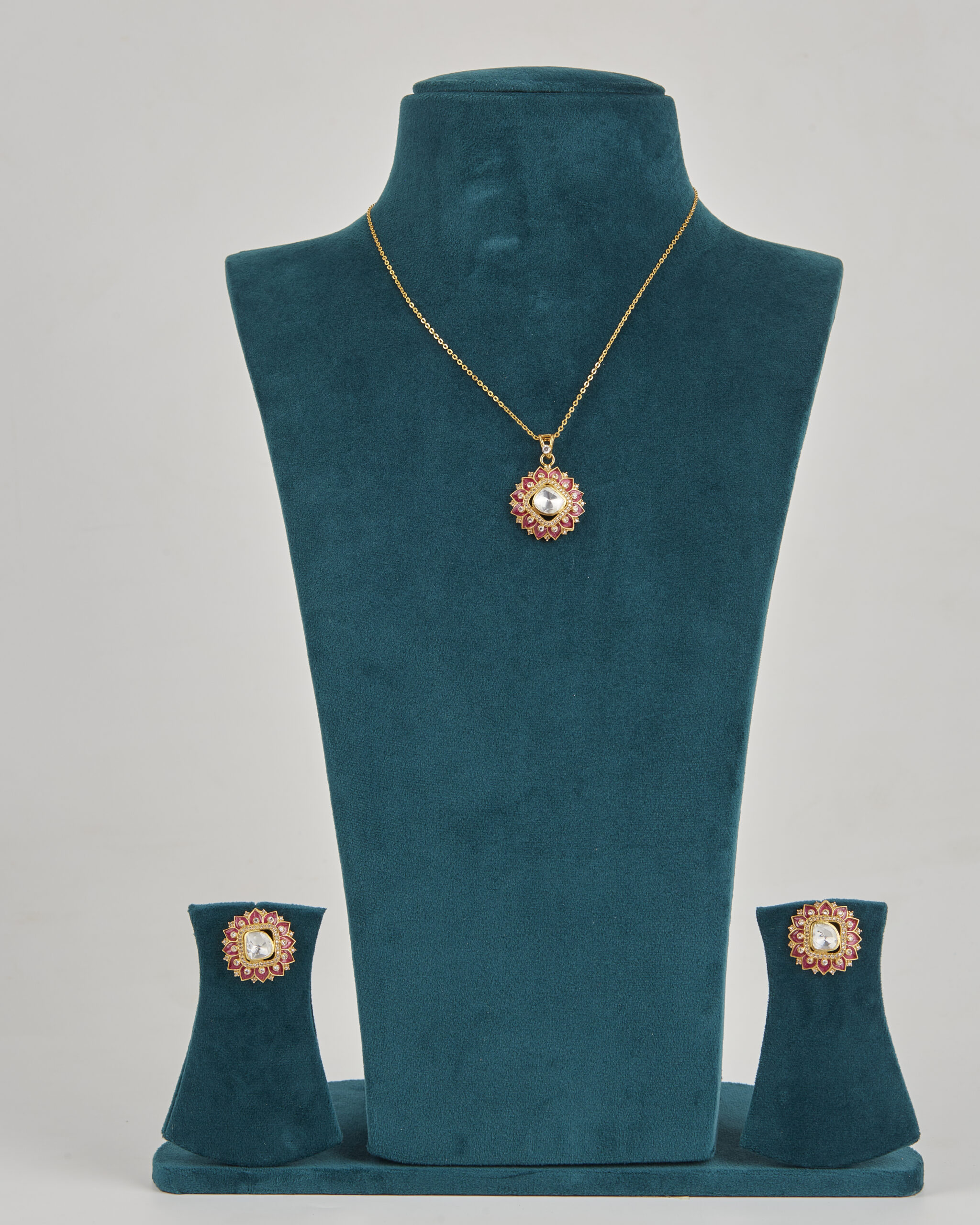 Royal Bloom Floral Polki Pendant Set