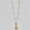 Ishani Tiered Moissanite Pendant on Delicate Emerald-Beaded Chain