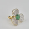 Emerald-Core CZ Clover Ring