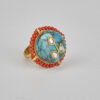 Turquoise & Coral Polki Medallion Ring