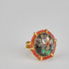Black Jasper & Coral Floral Inlay Ring
