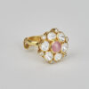 Rose Quartz & White Polki Cluster Ring