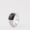 Onyx-Glass Inlay Signet Ring